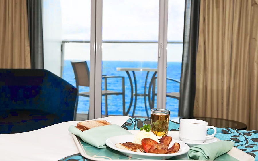 Breakfast in an ocean-view stateroom