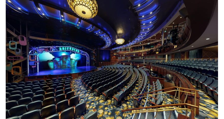 Broadway-style theater stage aboard the ship
